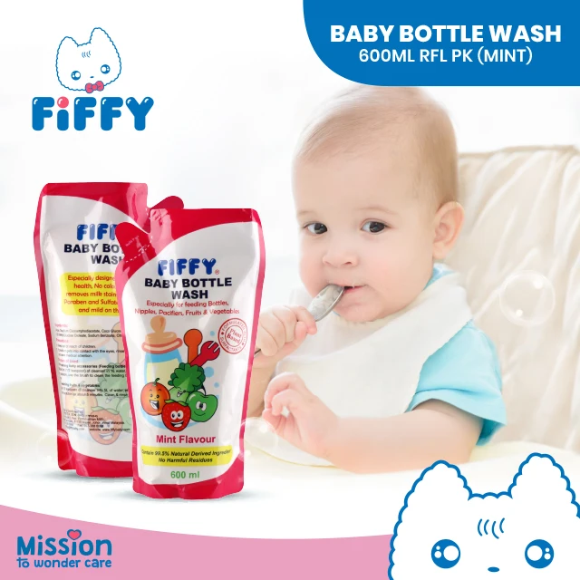 (600 мл) fiffy Детские растительного происхождения мятным вкусом детских бутылочек фруктовых и овощных моющую жидкость запасной блок