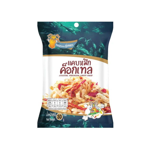 Натуральный замороженный коктейль RUNGTHANA, шелушистый хрустящий кальмар, 30 г, свежий морепродукты лучшего качества из Таиланда