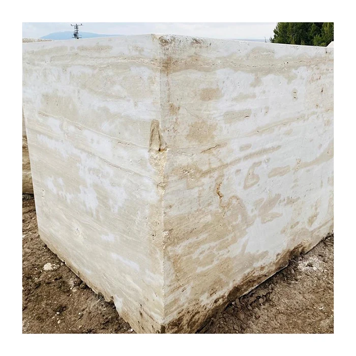 White Turkish Travertine block price ton for sale