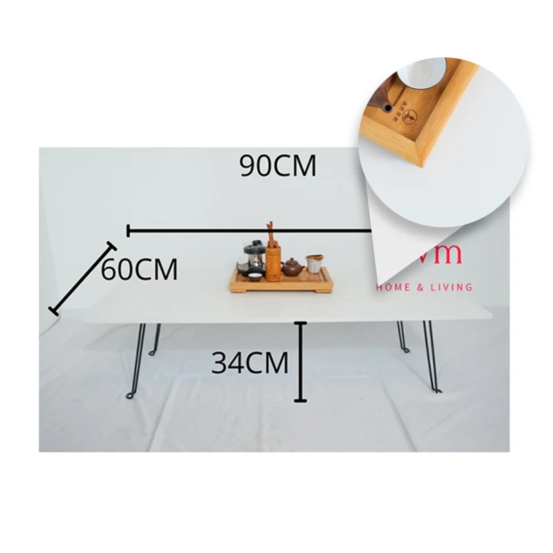 Производство Малайзии низкая цена портативный белый низкий стол в японском стиле стол со складными ножками для небольших групп
