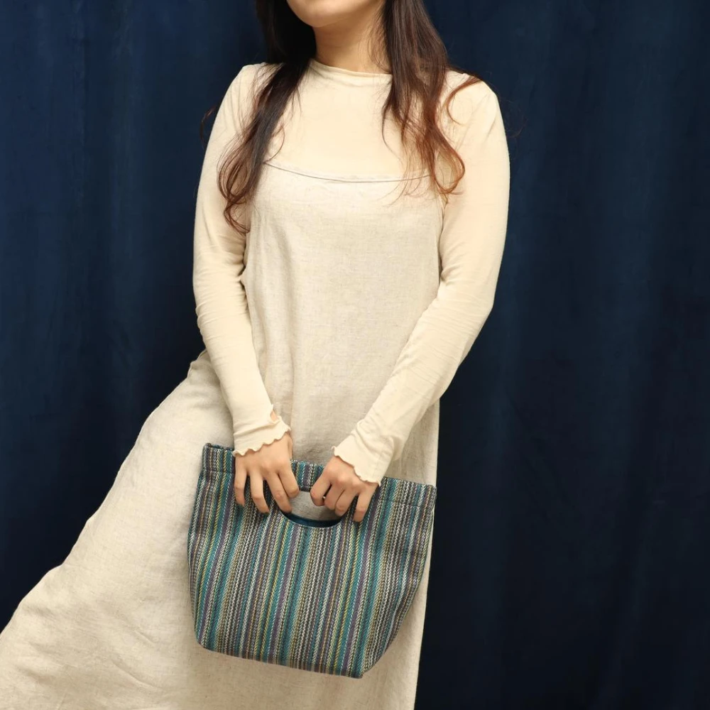 Customized logo purses and handbags island style exquisite medium colorful soft case cotton and linen material for woman handbag