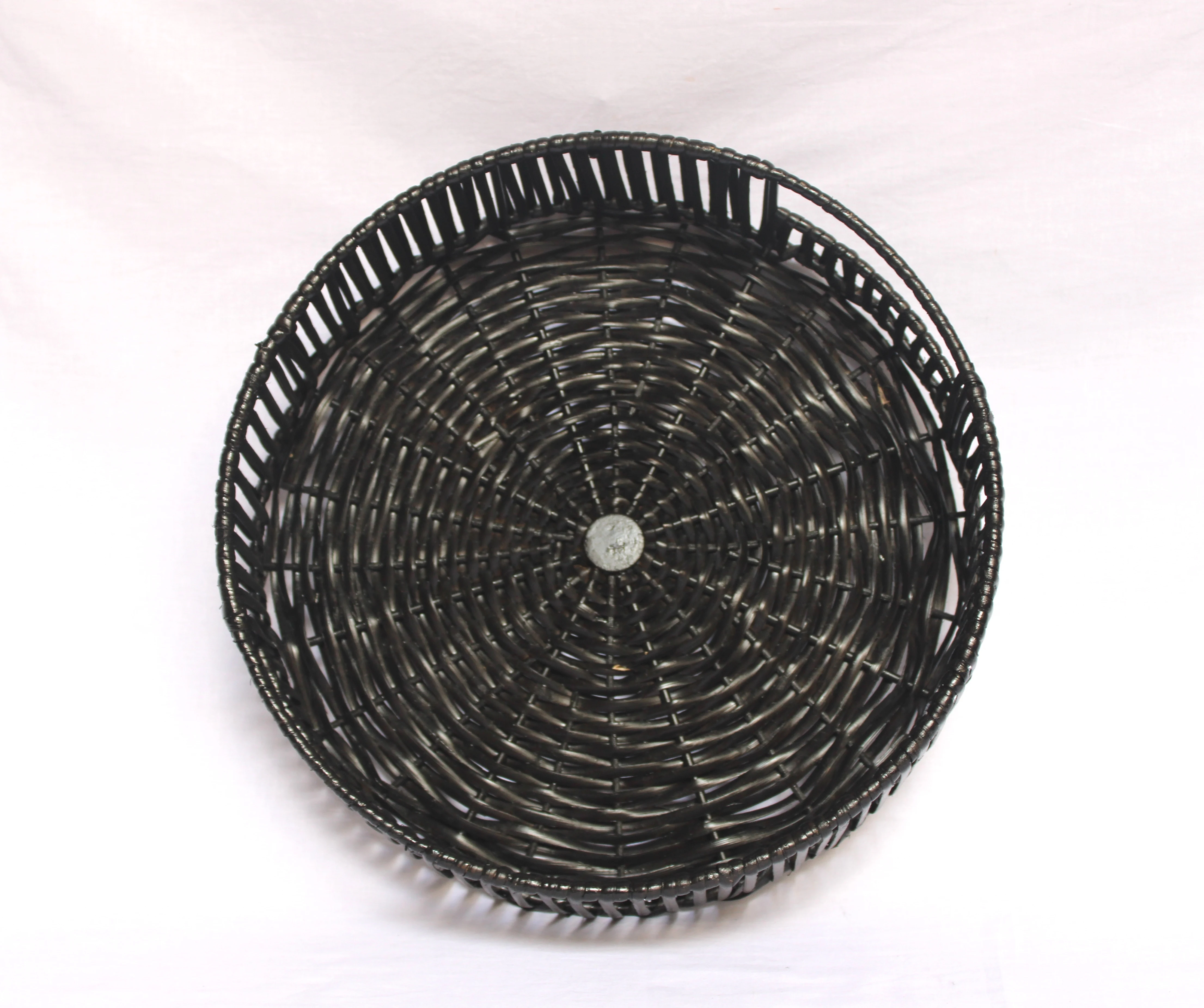  Плетеная корзина для хранения из ротанга и железа фруктов ручной работы большая круглая натурального