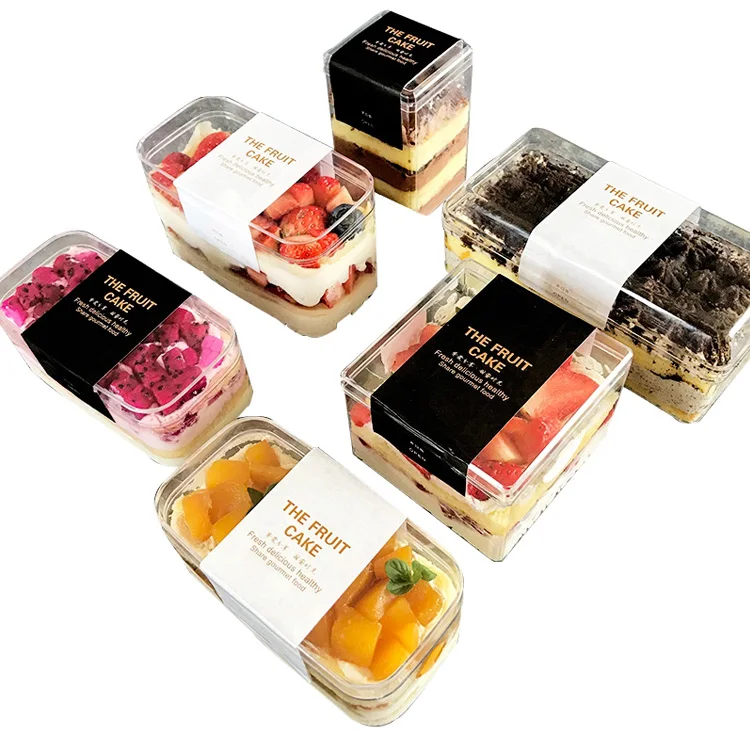 Food Transparent Plastic Cake Cup Mousse Dessert Fruit Party Packaging Containers with Lid