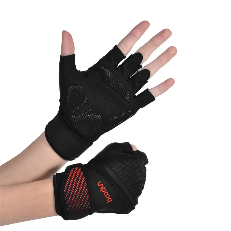
Boodun fashion Custom half finger exercise body building fitness custom gym weight lifting gloves 