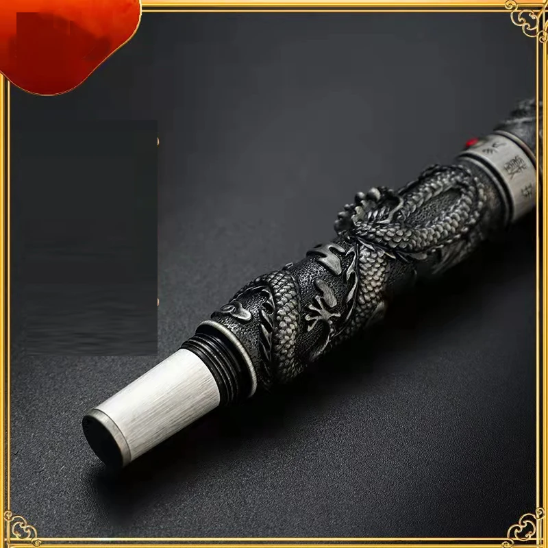 Jinhao 80 0 5 мм черный серебряный дракон гравировка с жемчугом Тяжелая авторучка тисненая офисная деловая ручка для письма