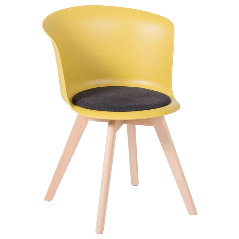 Dining restaurant home modern chair with robust fabric with wooden legs Carmen 9968 - Yellow White