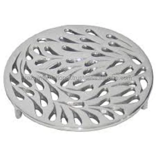 Pomegranate shape metal aluminium grey powder coated metal trivet