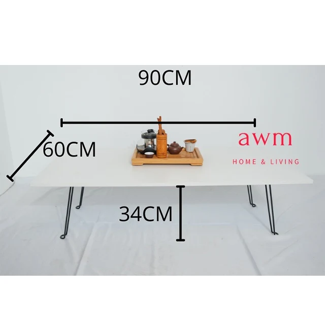 Сделано в Малайзии высший выбор полностью собранный стол черного цвета японском стиле со складными ножками для столовой или гостиной