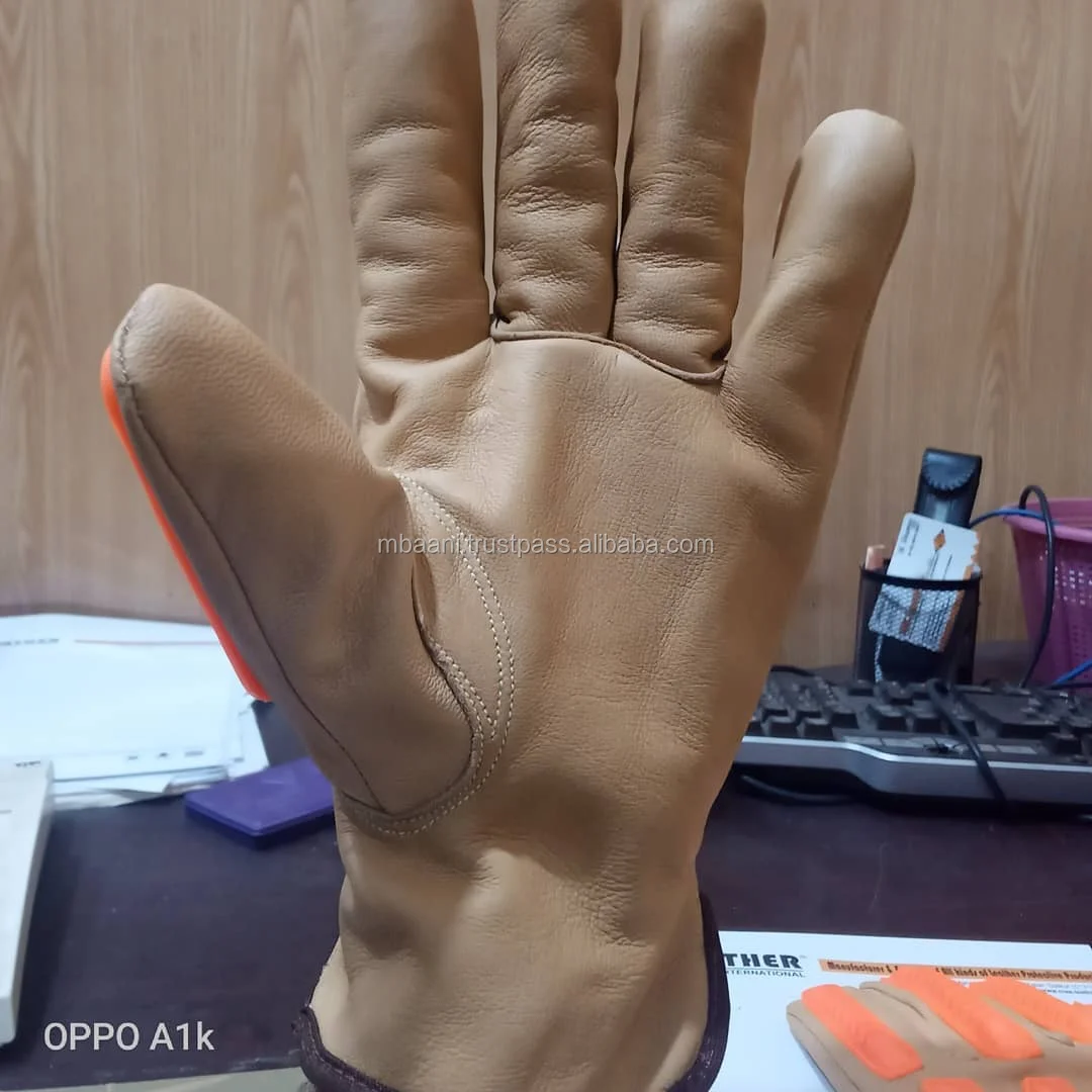 Goatskin leather cut and impact resistant work driver glove