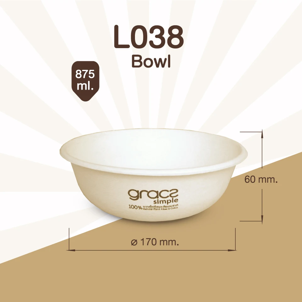 
Gracz Simple L038 Bowl 875ml eco friendly coffee cup food containers Thailand 
