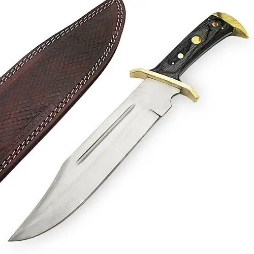 Handmade Rust Free D2 Steel With Bushcraft Knife Hunting Bowie Knife with Color wood handle And Brass Guard ME-693