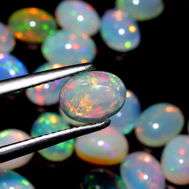 Высококачественный натуральный Эфиопский Опал 8*6 мм овальный кабошон свободный драгоценный камень, огненный опал welo, белый огонь, мульти огонь, оптовая продажа