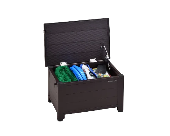 Aluminium Material Bench Type Storage Box For Home Interior And Exterior Garden Classic Durable Use Storage Box Garden Furniture