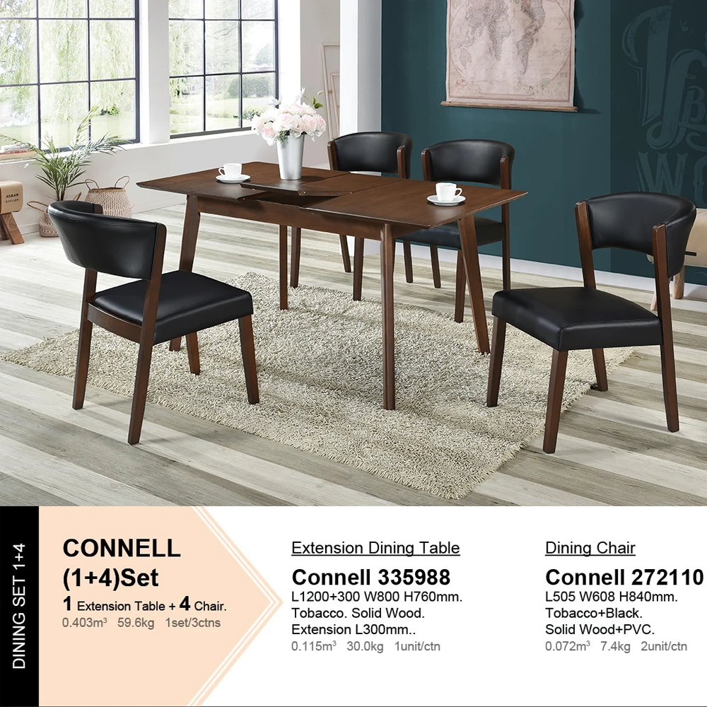 READY STOCK Dining Table And Chair JPS 335988 Modern Rubber wood Tempered Glass Top High Durability Furniture Design Malaysia