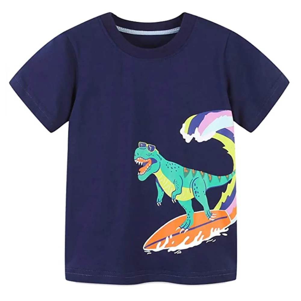 T Shirt 2021 New Season Hot Selling Summer Baby CARTOON Green Kids Cotton OEM Customized Summer Spring Anti Technics