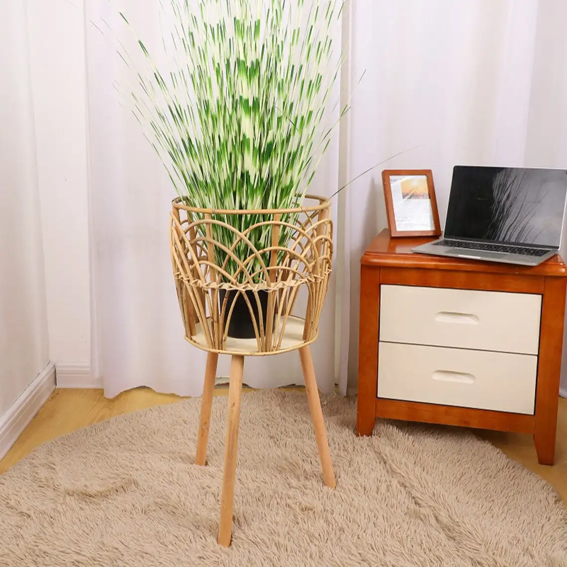 Подставка для растений ручной работы из ротанга/декоративный цветочный горшок