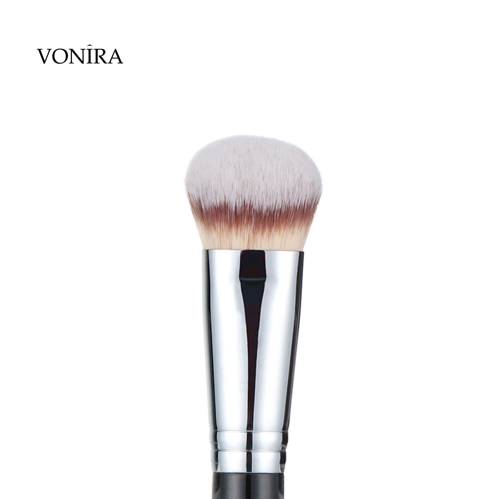Vonira VHQ-018 Pro Angled Foundation Contour Brush With Silver Copper Ferrule Black Handle Custom Private Label Service