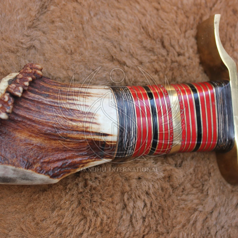 Красивый охотничий нож ручной работы из дамасской стали/ручка для оленя