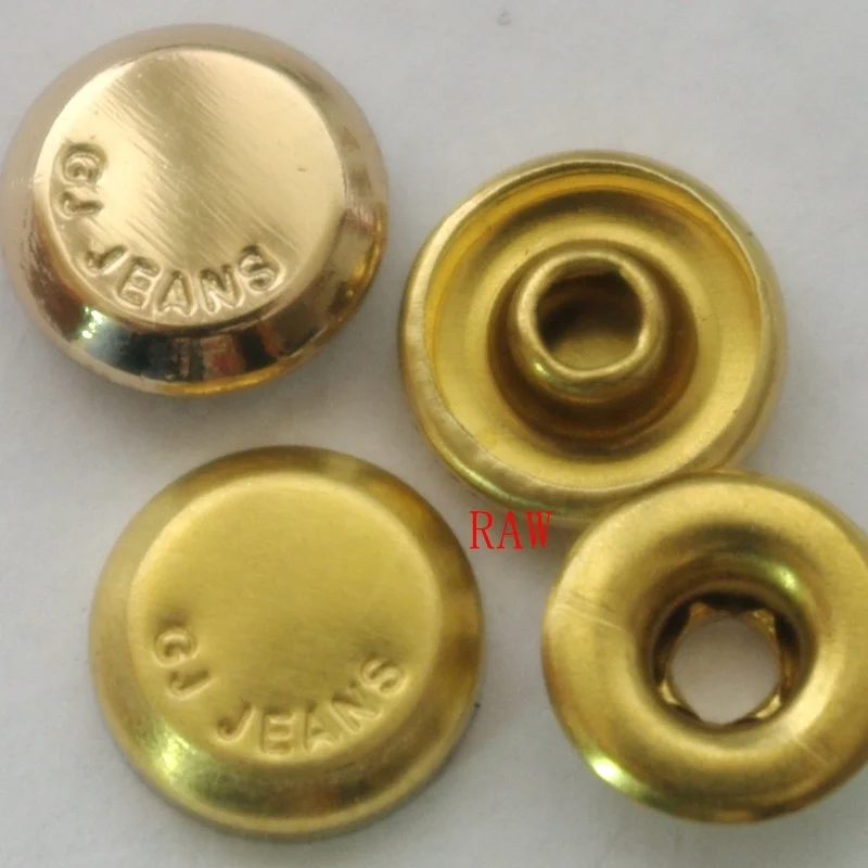9.5mm high edge  light  gold metal badge jeans denim studs rivet