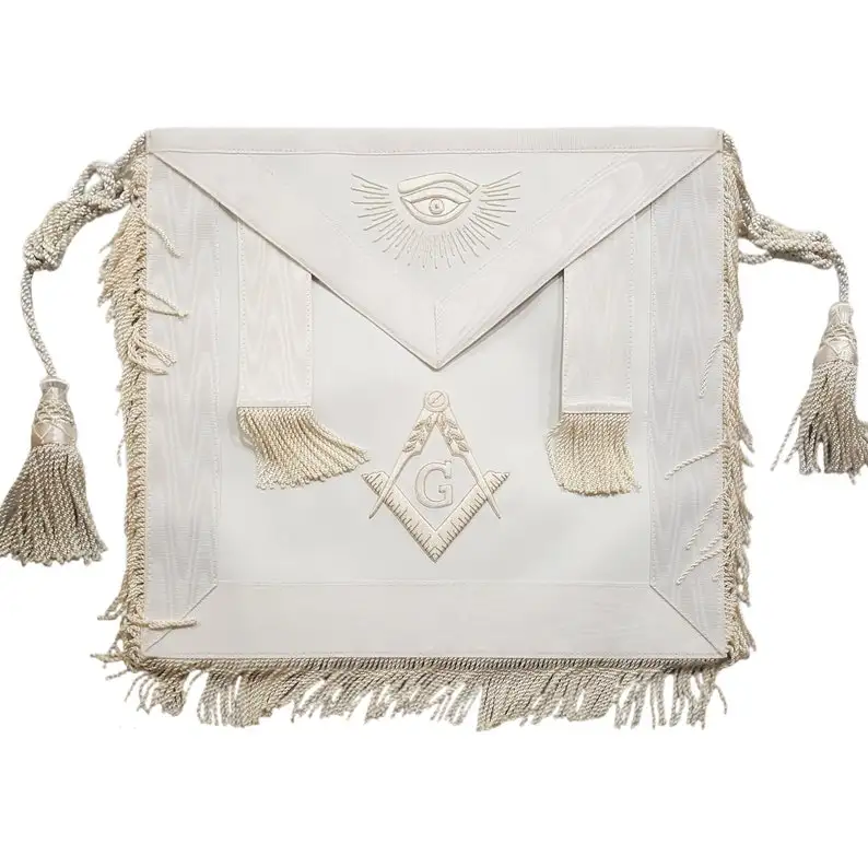 White Master Mason Apron with Tassels