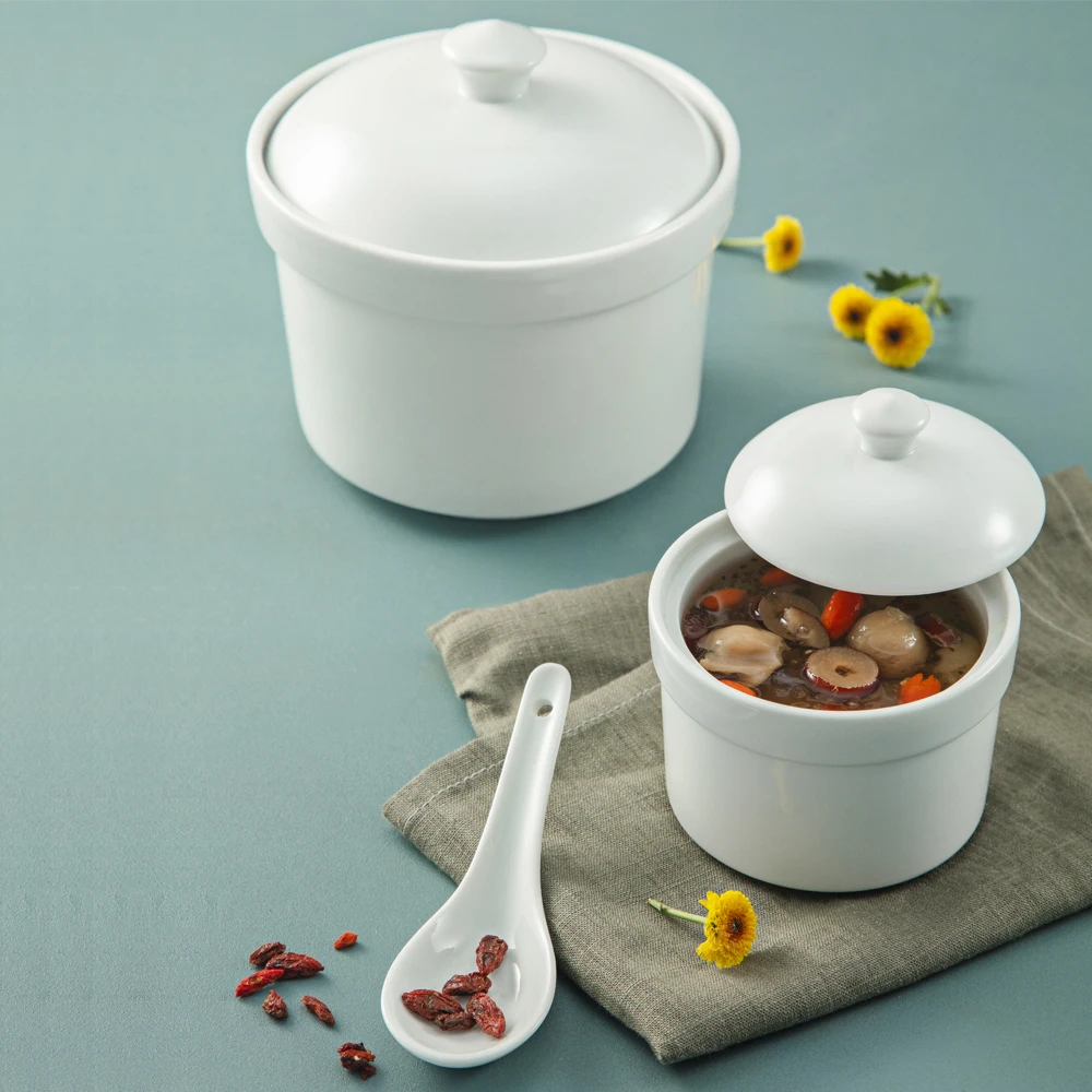 OEM High Heat Resistant Porcelain Soup Bowl with Lid wholesale manufacturer for dinning room and keep food hot