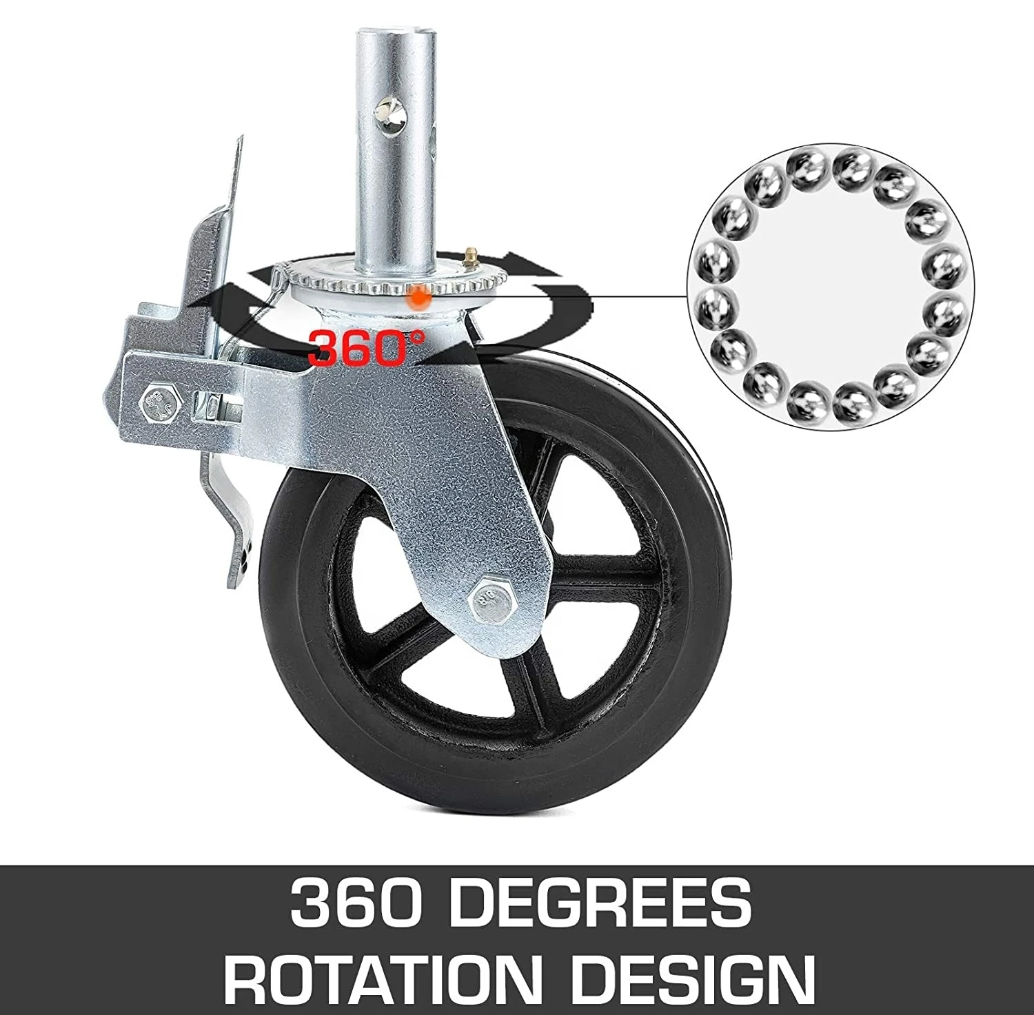 Heavy Duty Scaffolding Caster 8 x 2 Inch with Dual Locking Break Rubber Swivel Wheel 360 Degrees Rolling Tower from Vietnam