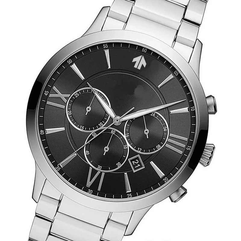  Мужские кварцевые наручные часы из нержавеющей стали с хронографом и функцией водонепроницаемости