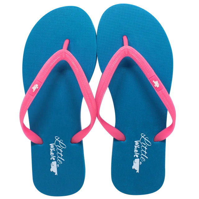 
Women Rubber Printed Slippers Flip Flops LR105 Teal Green/Safety Pink 