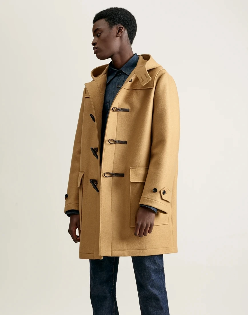 OEM custom wholesale winter casual men wool overcoat long duffle trench long coat men