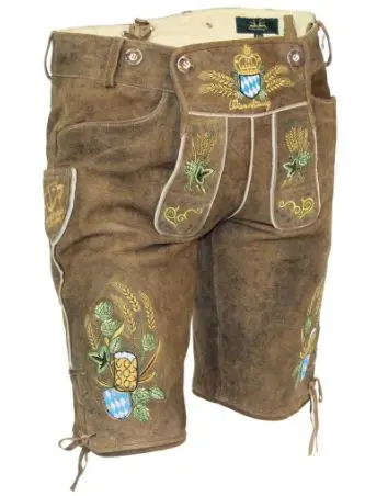 Top quality Cowhide leather Bavarian short oktoberfest lederhosen German festival wears Customized Embroidery