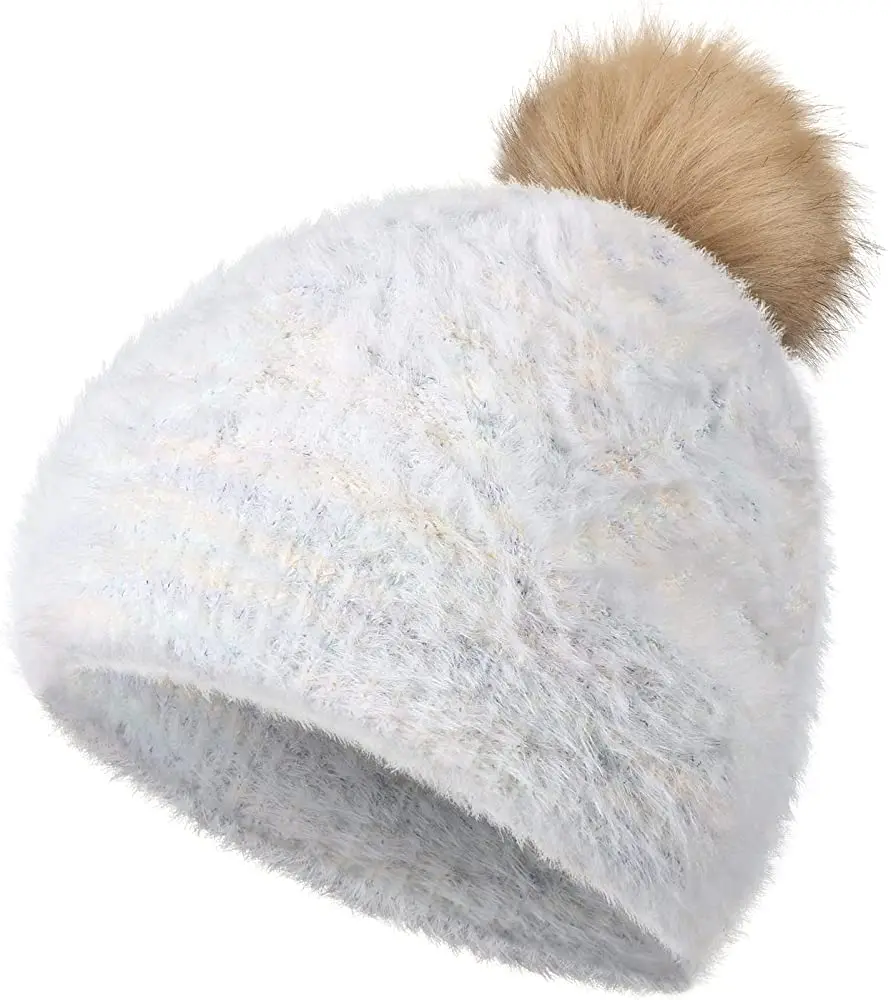 Fashion Fabbit Fur Soft Warm Fluffy Winter Hat for Women Angora Knitted Hat Skullies Beanies Female Bonnet-Cap