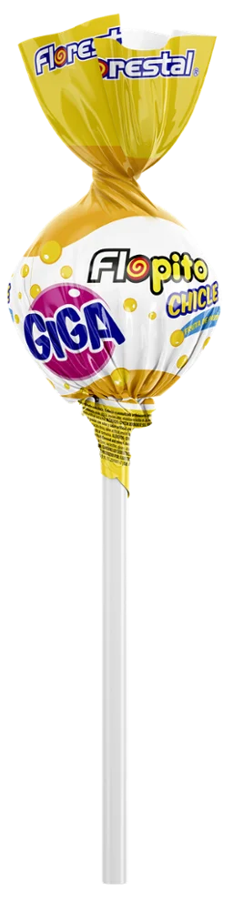 
82138 - Flopito Chewing Gum Giga Passion Fruit Ball Lollipop 25g 26x24un 