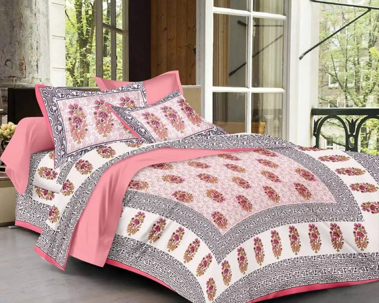 Bedspread Cotton Handmade Jaipuri Print Beautiful Mandala Flower Print king Size Multiple Color Royal Look Bedspread