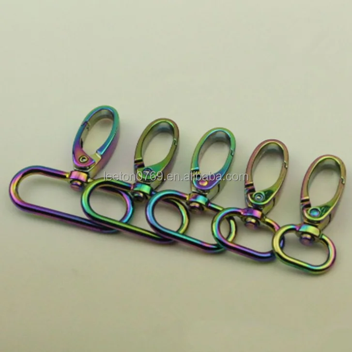 Stock supply 25mm 1.0inch rainbow colored meta leather bag hook