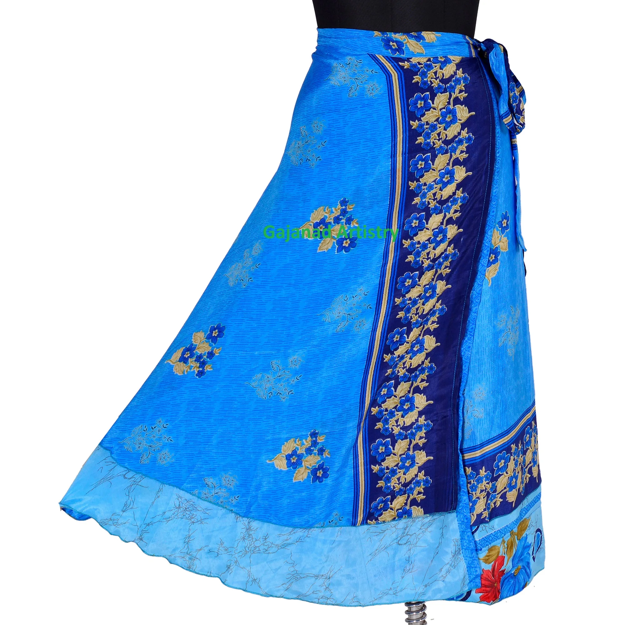 Boho Skirt Indian Silk Skirts Maxi Long Bohemian Summer Wrap Hippie Reversible Skirts For Women