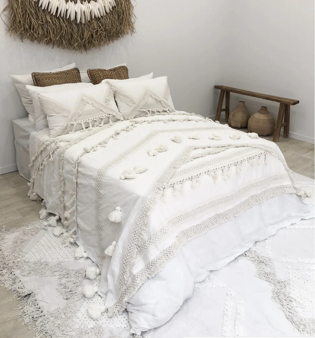 Luxury high quality woven 100% cotton decorative luxe throw blanket