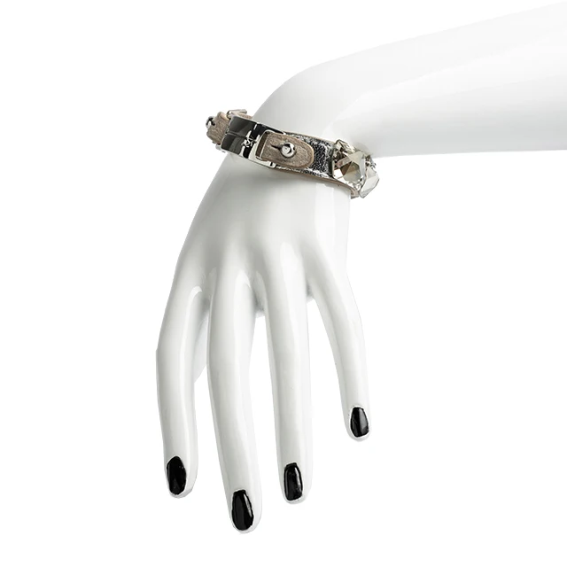 White calf and white crystals evening bracelet