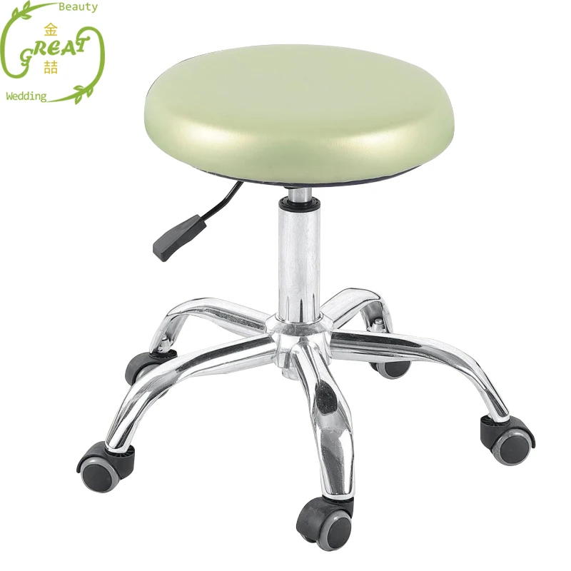 Salon Rolling Barber Stool With Adjustable Height And 360 Degree Rotation Casters Swivel Stool