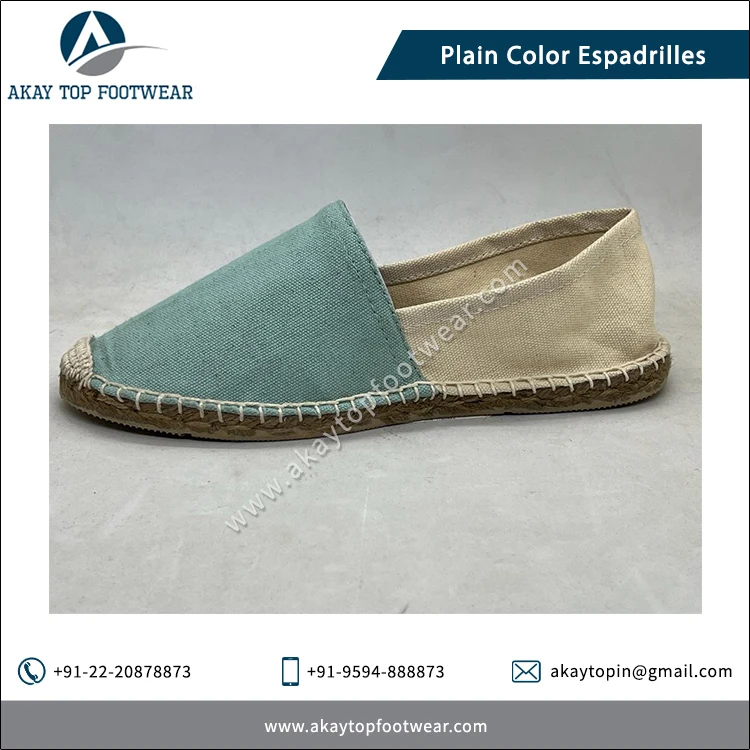 Highest Selling Natural Rubber Made Traditional Design Plain Solid Color Espadrilles Flat Shoes at Low Market Price