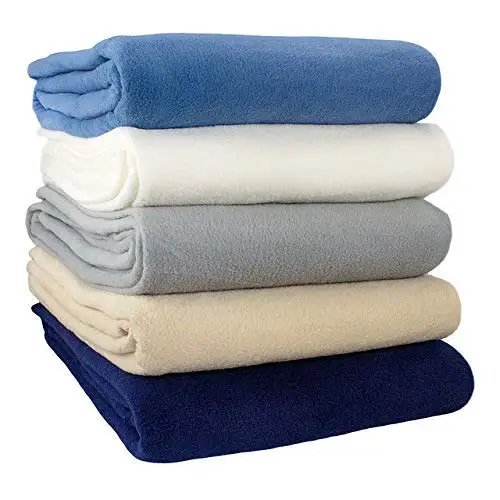 Premium Quality Both Side Antipill Hotel Fleece Blanket available in 250 GSM  in Charcoal Tan  Blue Color