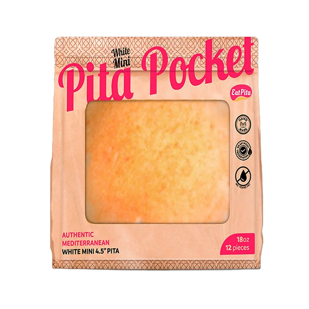 Eat Pita Hand Crafted Wholesale High Quality Baked Pita Pocket Mini White 4.5 Inches