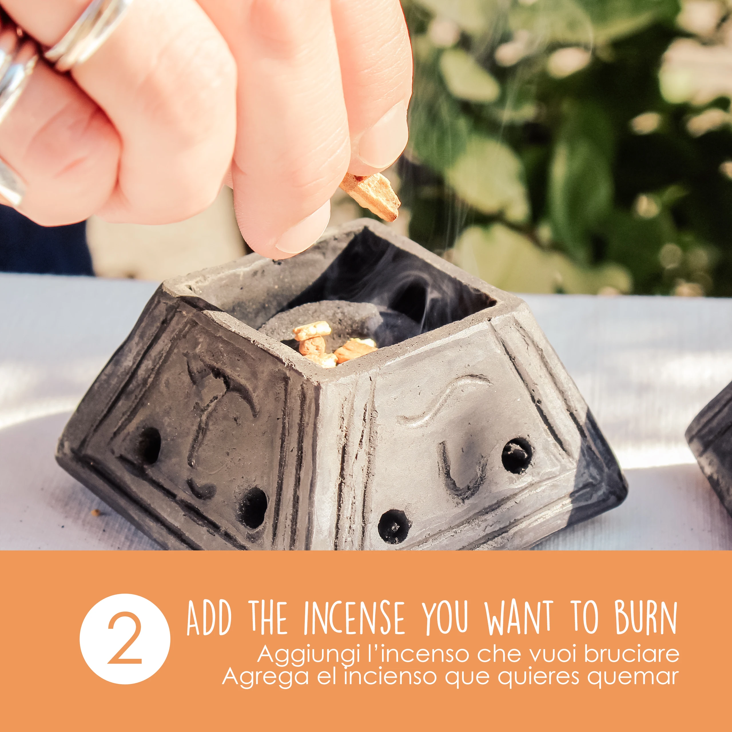 Incense Burner - Suitable for Cones, Chips, Powder and Resins - Handmade in Ecuador -  Black Pyramid in Terracotta - Wholesale