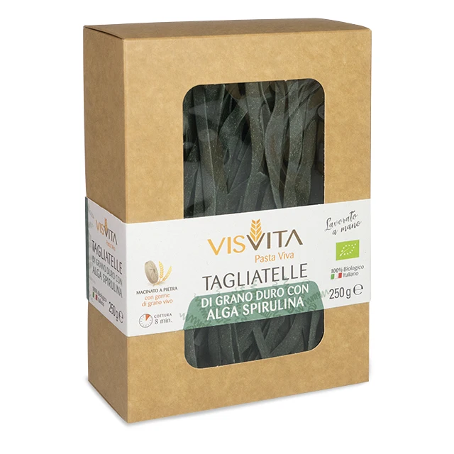 
Quality Whole Durum Wheat Semolina Italian Pasta Tagliatelle Spirulina 