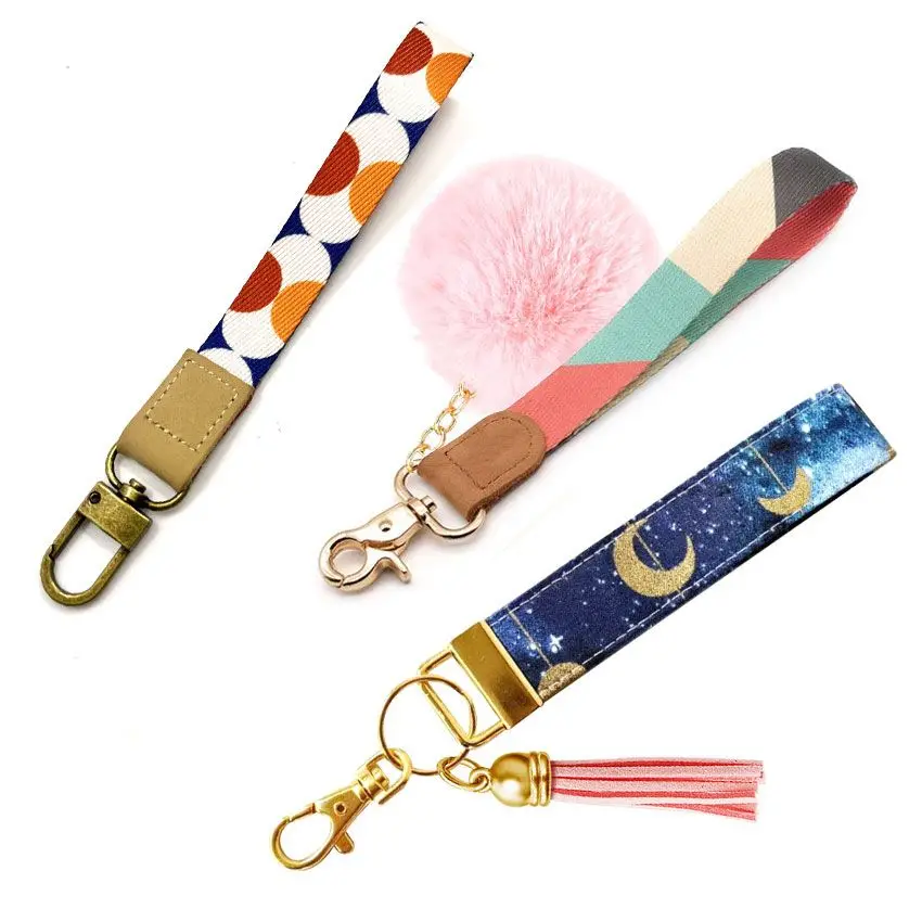manufacturer custom printed fabric personalized designer keychain wristlet
