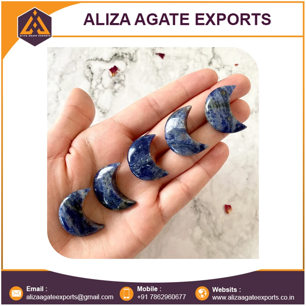 Wholesale Price Natural Crystals Carving Crafts Sodalite Small Crystal Moon And Star For Decoration And Healing