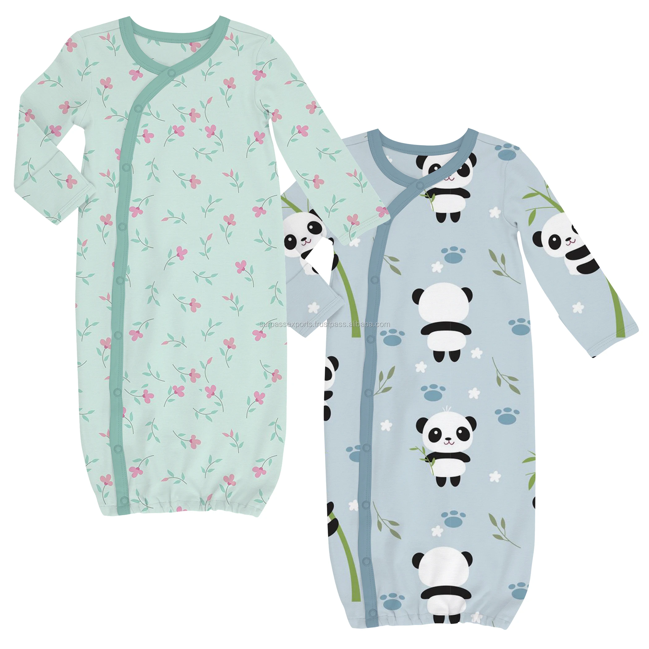 100% Organic Cotton Kimono Gown for Newborn Babies Summer Kids Apparel Export Quality Baby Clothes