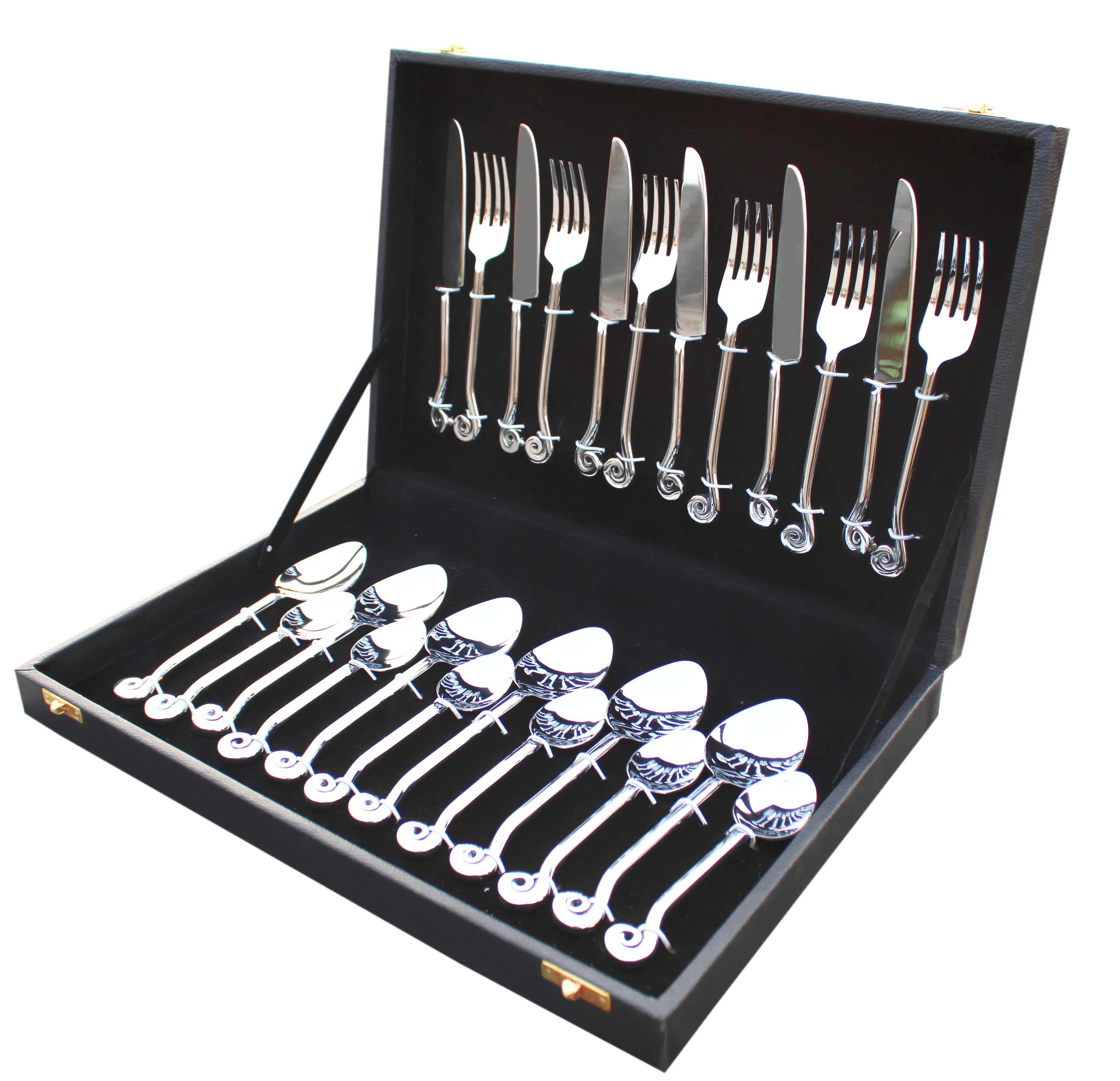 Handmade Luxury Flatware Stainless Steel Round Twist Handle Cutlery Set (Baby Spoon+Tea Spoon+ Baby Fork+ Baby Dessert Knives)
