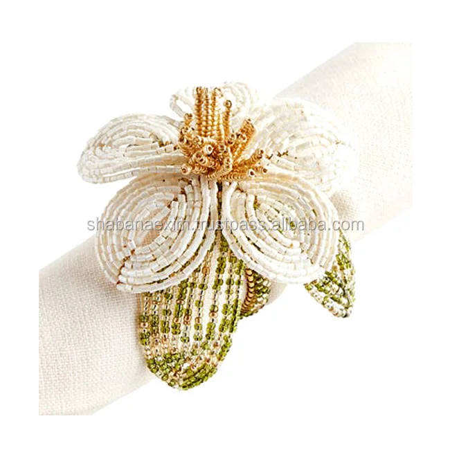 Rustic Multi Color Beaded Napkin Rings for Hotel Wedding Party Table Crown Napkin Ring Party Table Napkin Holder