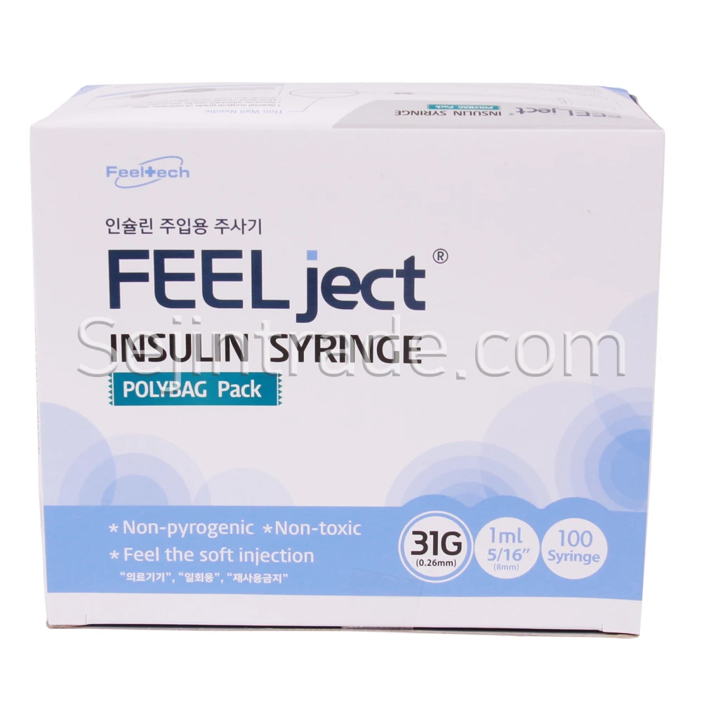 
Feelject Korea TOP Factory wholesale disposable insulin syringe with needle 1cc High Quality Medical Empty 29g,30g,31g 