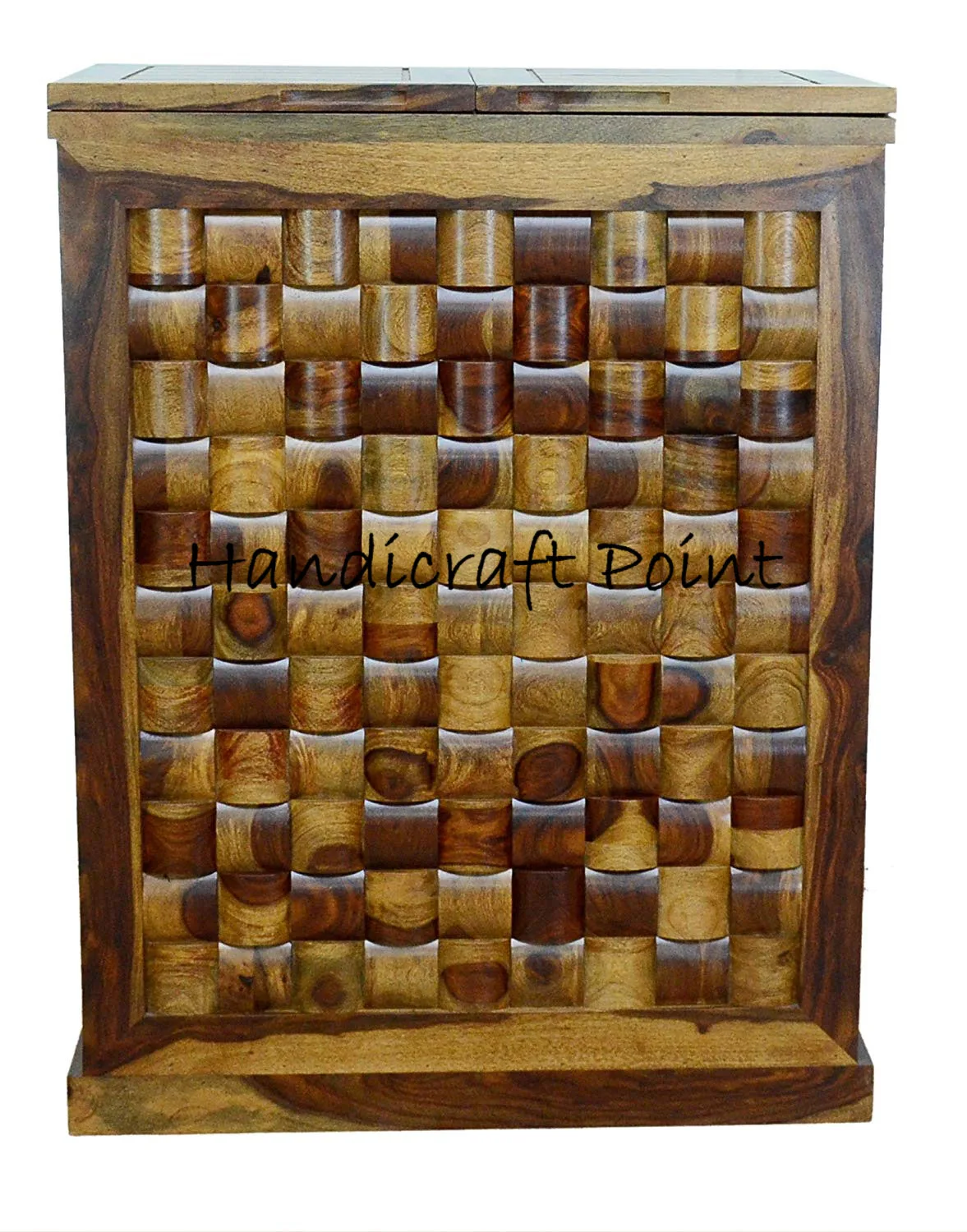 Stylish Brown Bar Cabinet With Wine Glass Storage 1